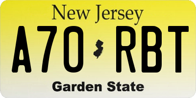 NJ license plate A70RBT