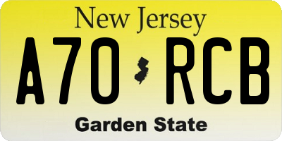 NJ license plate A70RCB