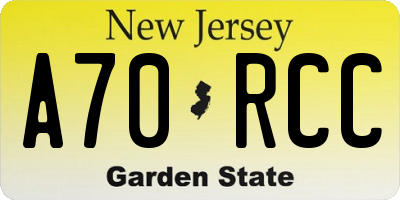 NJ license plate A70RCC