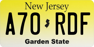 NJ license plate A70RDF