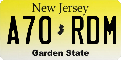 NJ license plate A70RDM
