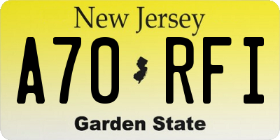 NJ license plate A70RFI