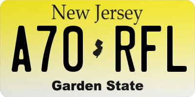 NJ license plate A70RFL