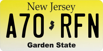 NJ license plate A70RFN