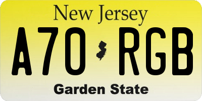 NJ license plate A70RGB