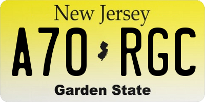NJ license plate A70RGC
