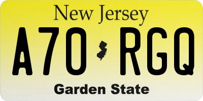 NJ license plate A70RGQ