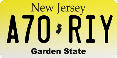 NJ license plate A70RIY