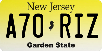 NJ license plate A70RIZ