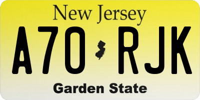 NJ license plate A70RJK