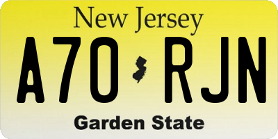 NJ license plate A70RJN