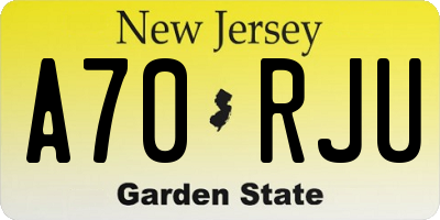 NJ license plate A70RJU