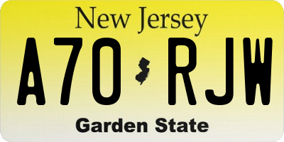NJ license plate A70RJW
