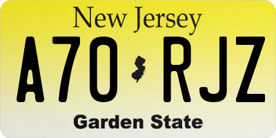 NJ license plate A70RJZ