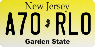 NJ license plate A70RLO