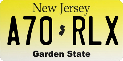 NJ license plate A70RLX