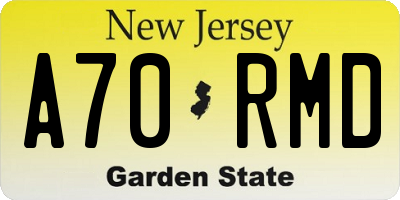 NJ license plate A70RMD