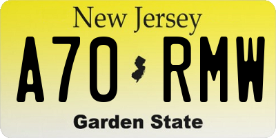 NJ license plate A70RMW