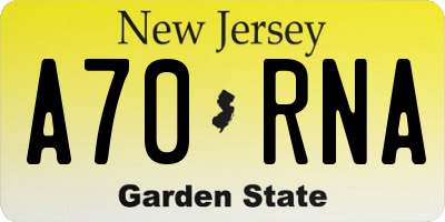 NJ license plate A70RNA