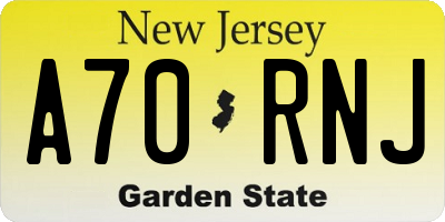 NJ license plate A70RNJ