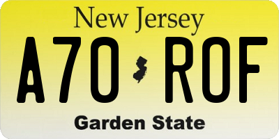 NJ license plate A70ROF