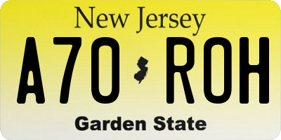 NJ license plate A70ROH