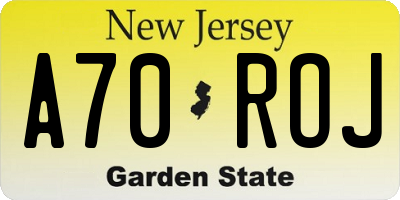 NJ license plate A70ROJ