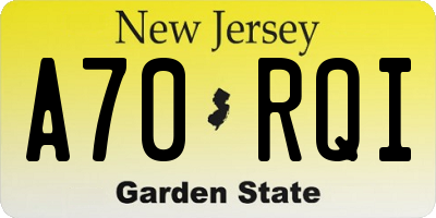 NJ license plate A70RQI