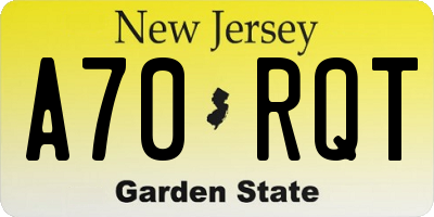 NJ license plate A70RQT