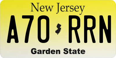 NJ license plate A70RRN