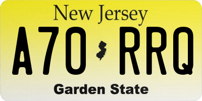 NJ license plate A70RRQ