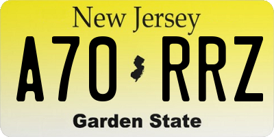 NJ license plate A70RRZ