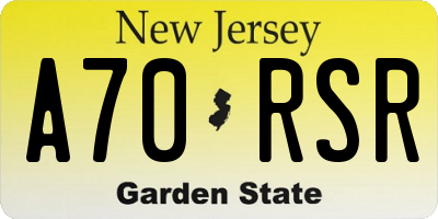 NJ license plate A70RSR
