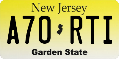NJ license plate A70RTI