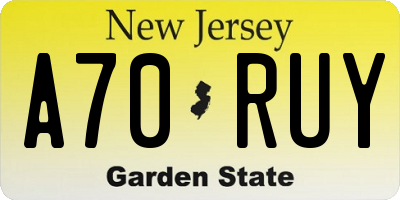 NJ license plate A70RUY