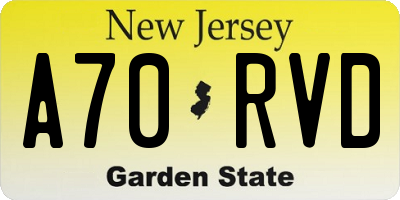 NJ license plate A70RVD