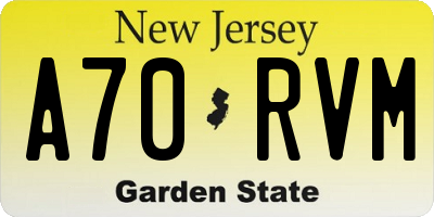 NJ license plate A70RVM