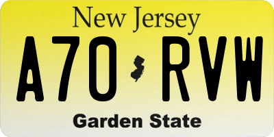 NJ license plate A70RVW