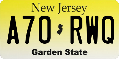 NJ license plate A70RWQ