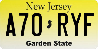 NJ license plate A70RYF