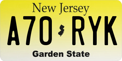 NJ license plate A70RYK