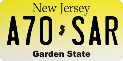 NJ license plate A70SAR