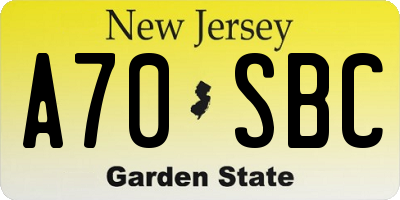 NJ license plate A70SBC