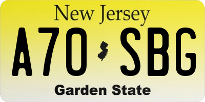 NJ license plate A70SBG