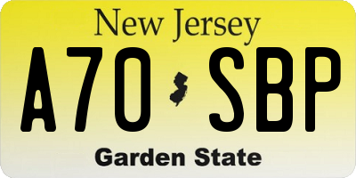 NJ license plate A70SBP