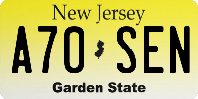 NJ license plate A70SEN