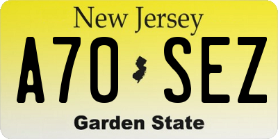 NJ license plate A70SEZ