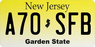 NJ license plate A70SFB