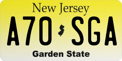 NJ license plate A70SGA
