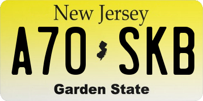 NJ license plate A70SKB
